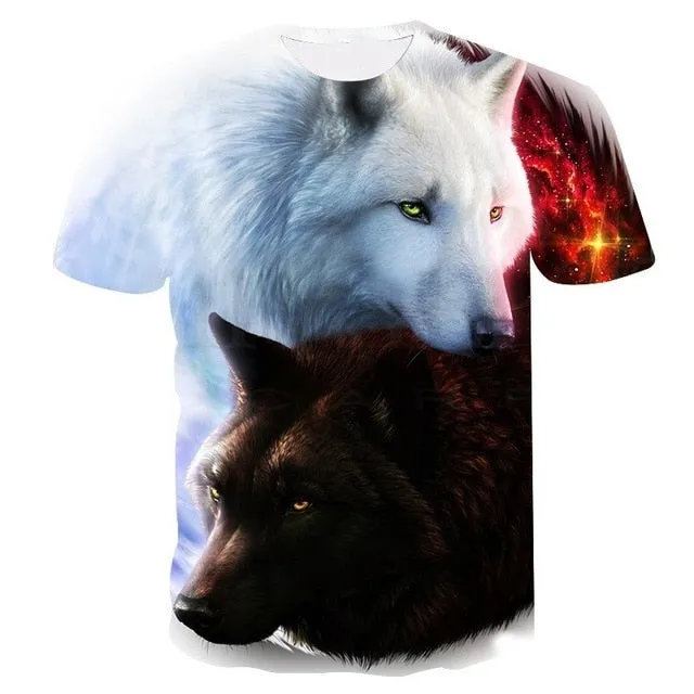 2018 Newest Harajuku Wolf 3D Print Cool T-shirt Men/Women Short Sleeve Summer Tops Tees T shirt Fashion M-5XL