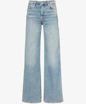 7 For All Mankind Womens Amuse Me Lotta flared straight-leg mid-rise stretch-denim blend jeans