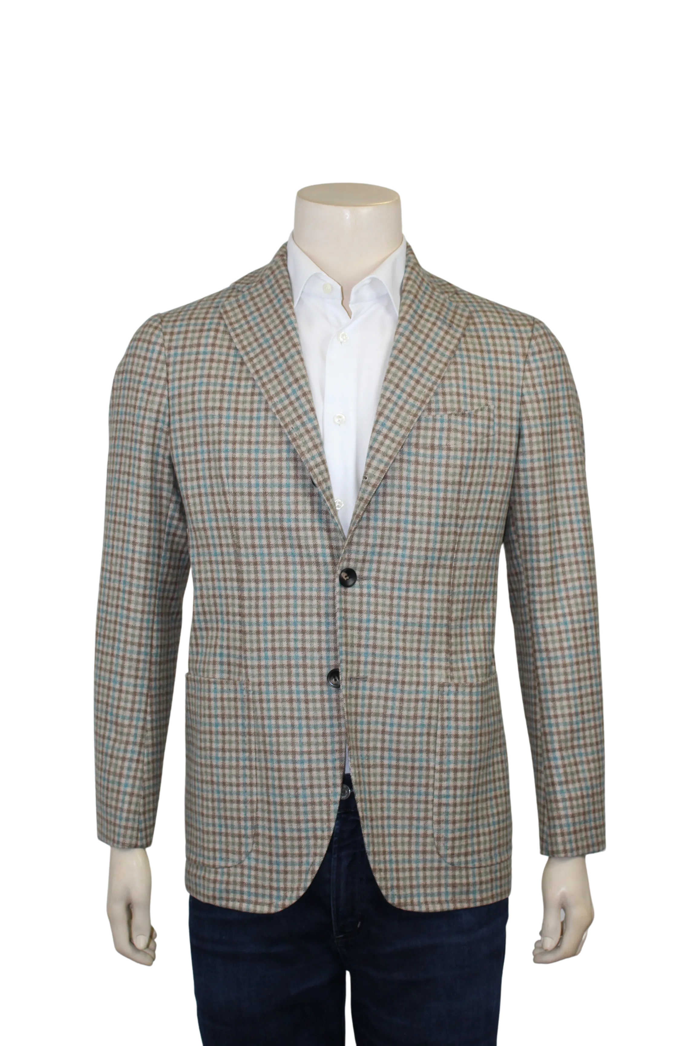 Aquamarine Brown Checkered Sports Jacket