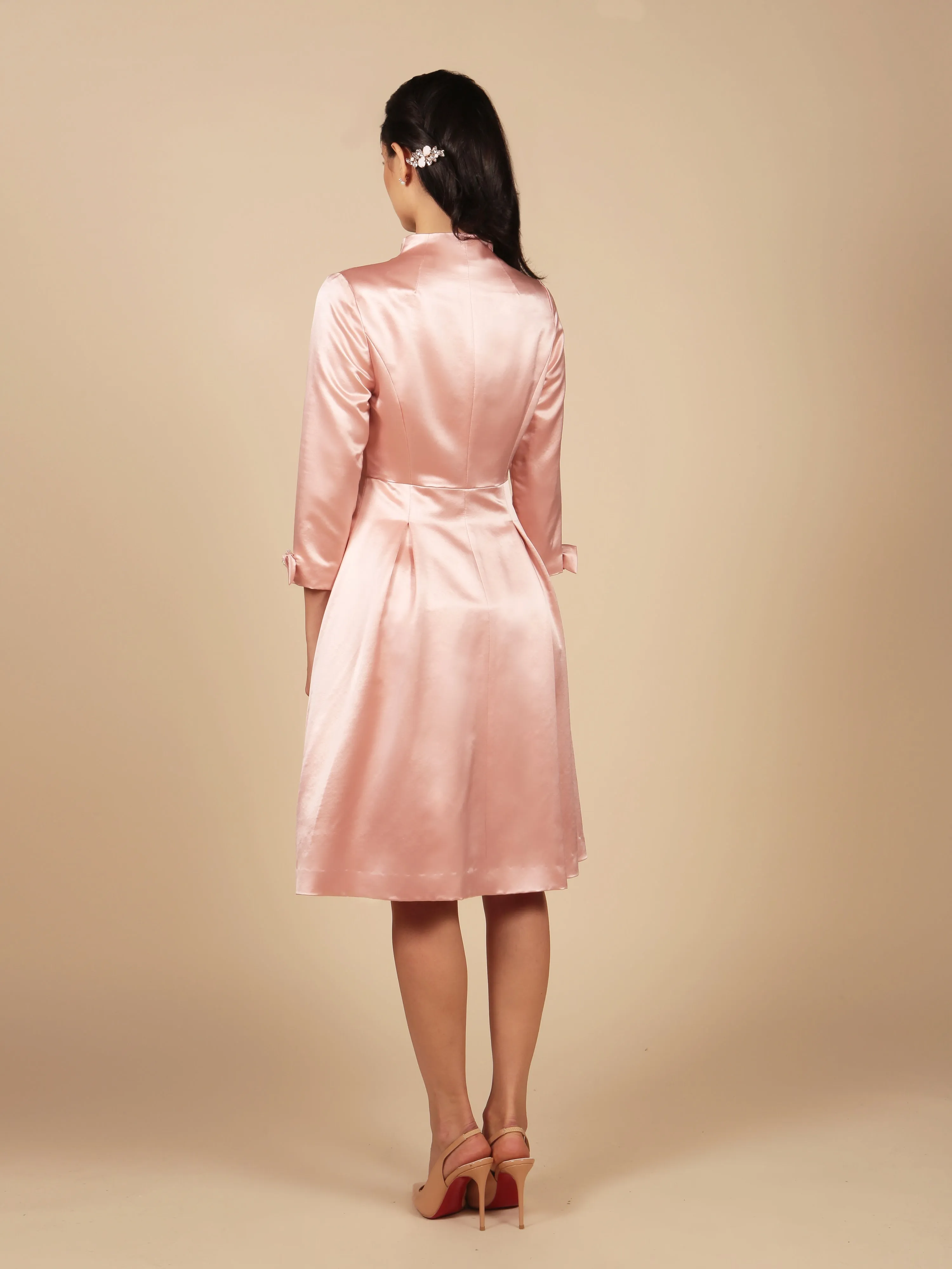 'Astor' Silk Wool Dress Coat Rosa