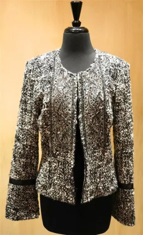 Avenue Montaigne Tweed Blazer with Crystal Embellishment