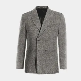  Blazer cruzada gris claro de donegal tweed