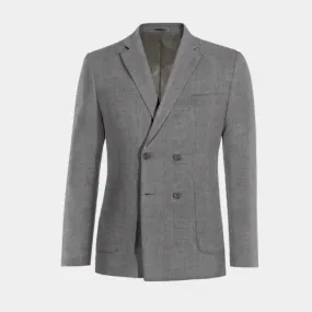  Blazer cruzada gris de lino ligera