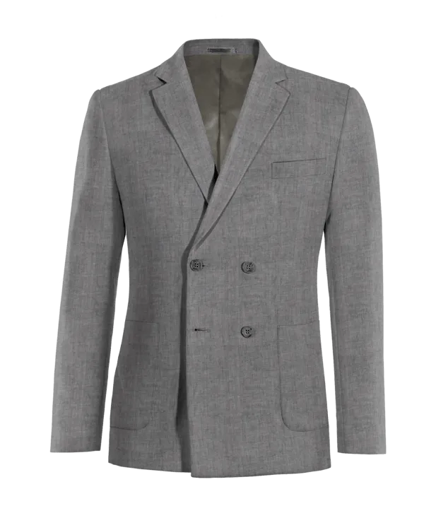  Blazer cruzada gris de lino ligera