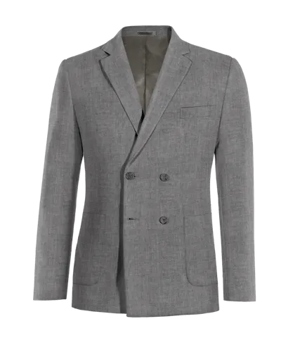  Blazer cruzada gris de lino ligera