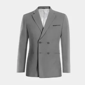  Blazer cruzada gris esencial con pañuelo