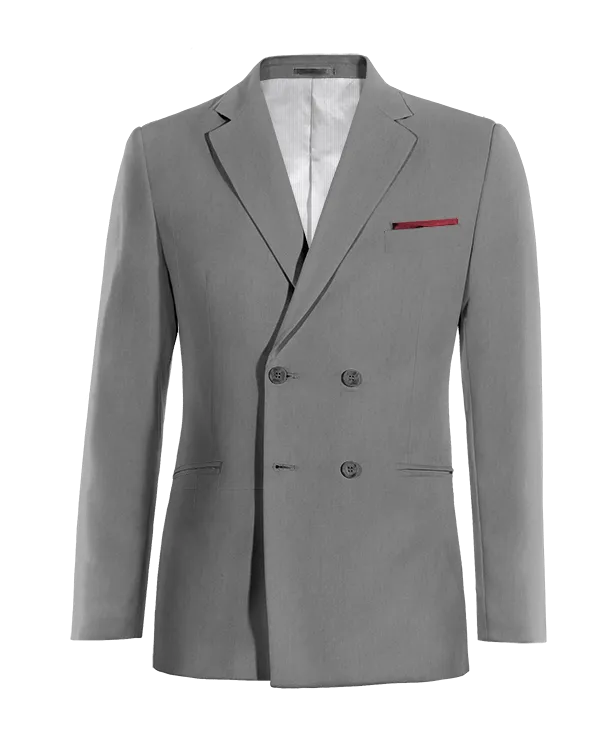  Blazer cruzada gris esencial con pañuelo