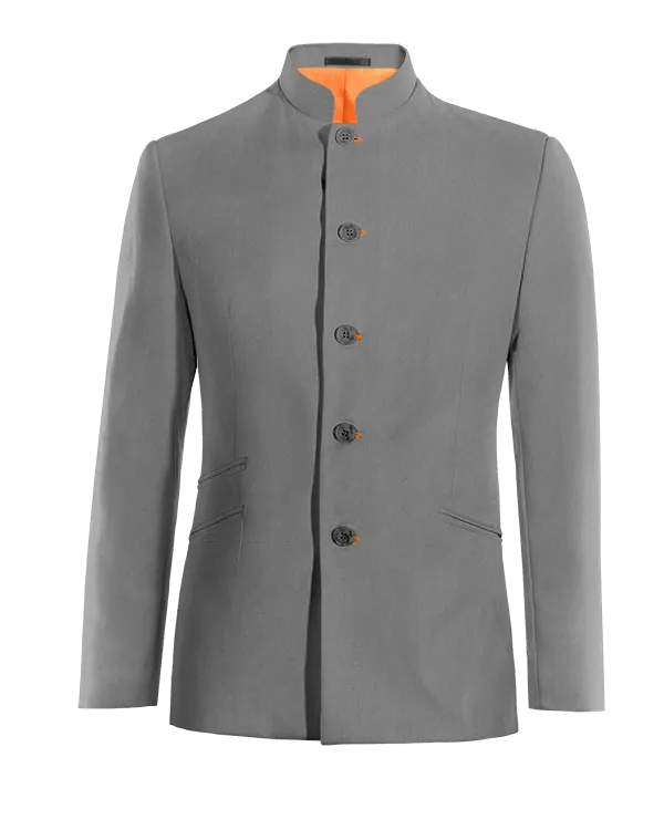  Blazer cuello chino gris slim fit