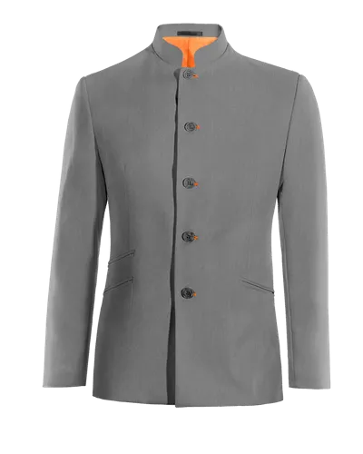  Blazer cuello chino gris slim fit