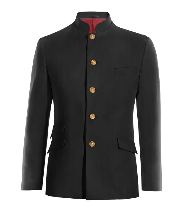  Blazer cuello chino negro Ónix esencial