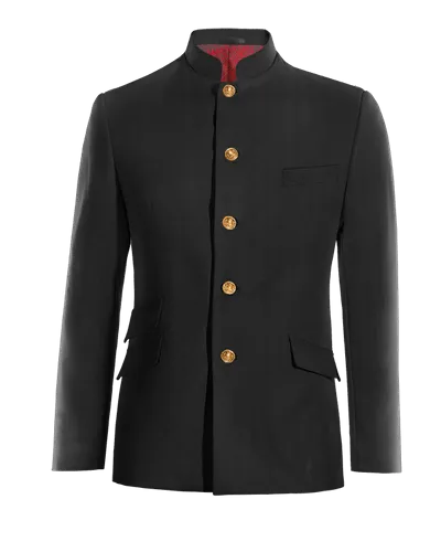  Blazer cuello chino negro Ónix esencial