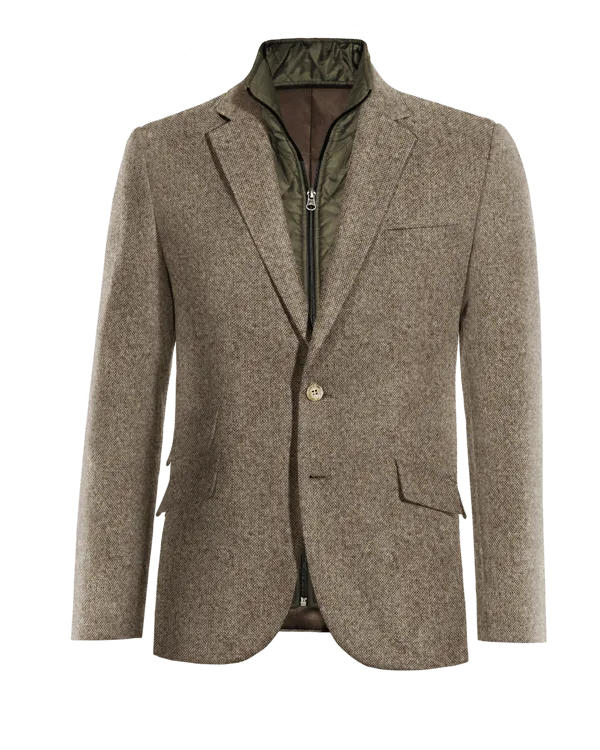  Blazer marrón claro de donegal tweed esencial