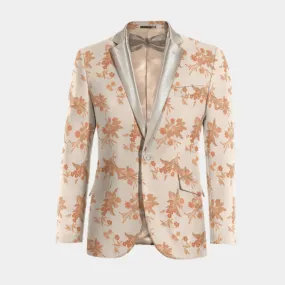  Blazer Smoking naranja claro de jacquard floral