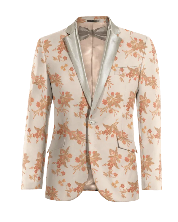  Blazer Smoking naranja claro de jacquard floral