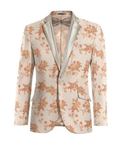  Blazer Smoking naranja claro de jacquard floral