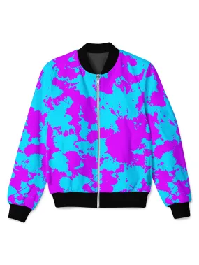 Blue and Purple Paint Splatter Bomber Jacket