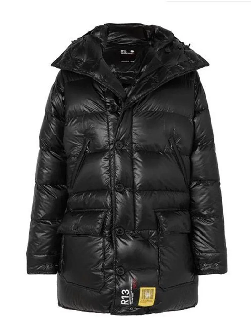 BRUMAL X R13 HOODED QUILTED DOWN JACKET