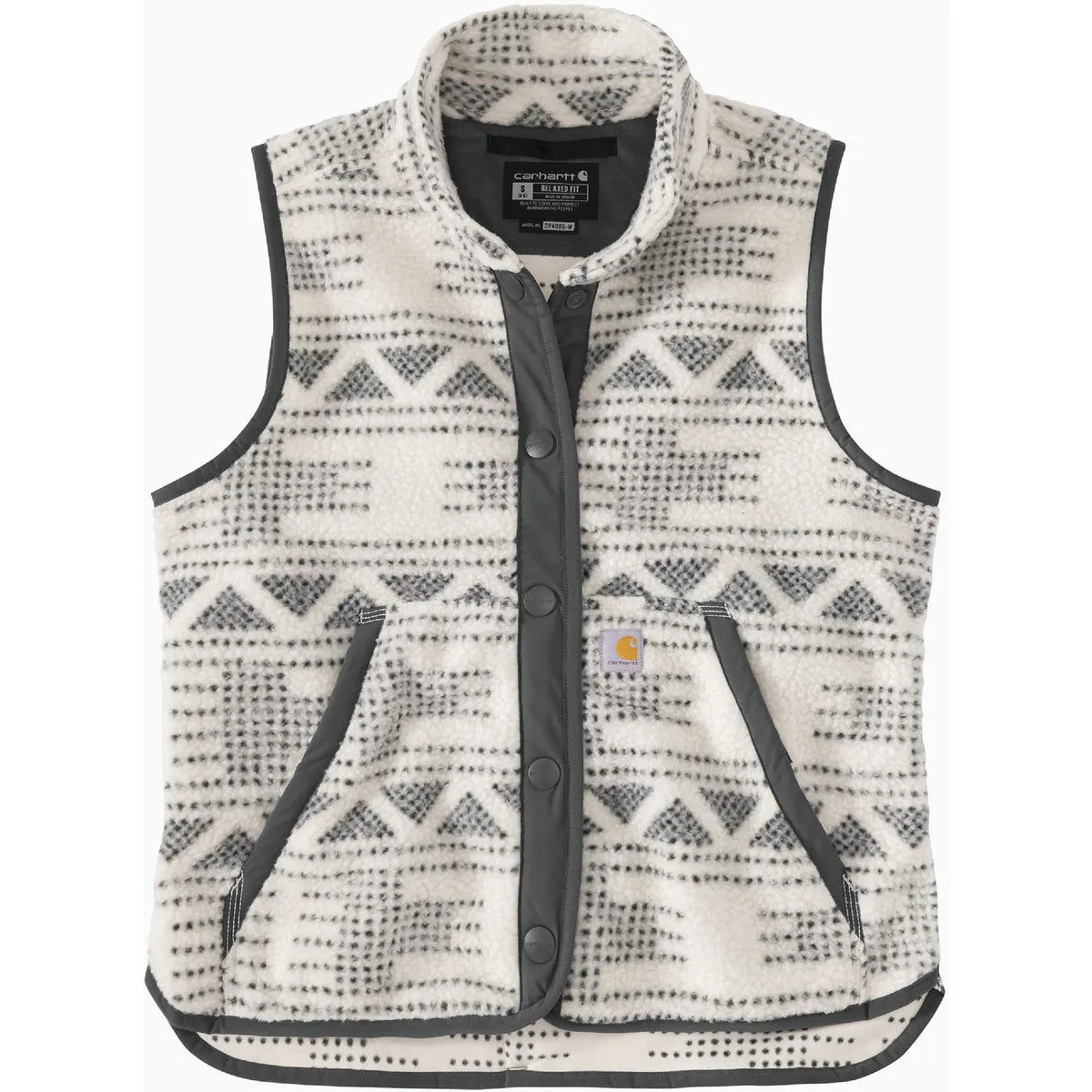 Carhartt Carhartt Women's 1X Regular Malt Geo Aztec Fleece Snap-Front Vest, Relaxed Fit