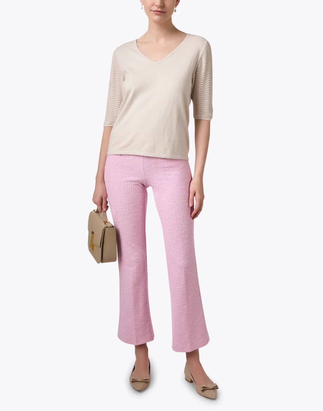 Caroline Beige Pointelle Sweater