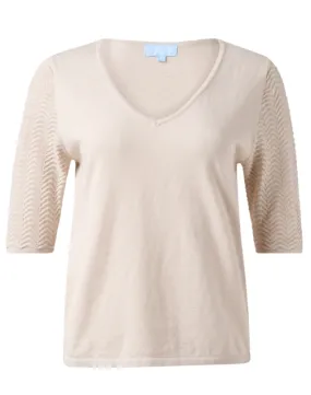 Caroline Beige Pointelle Sweater