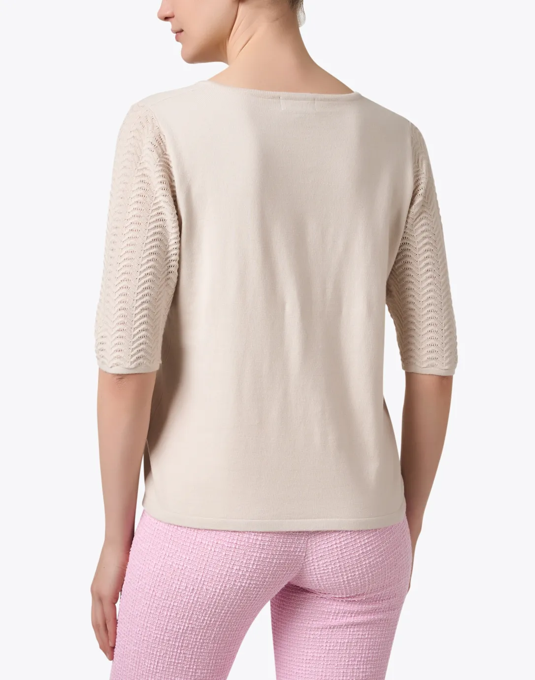 Caroline Beige Pointelle Sweater