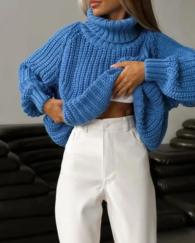 Casual Simple Style Solid Color Sweaters & Cardigans Polyester Sweater Tops