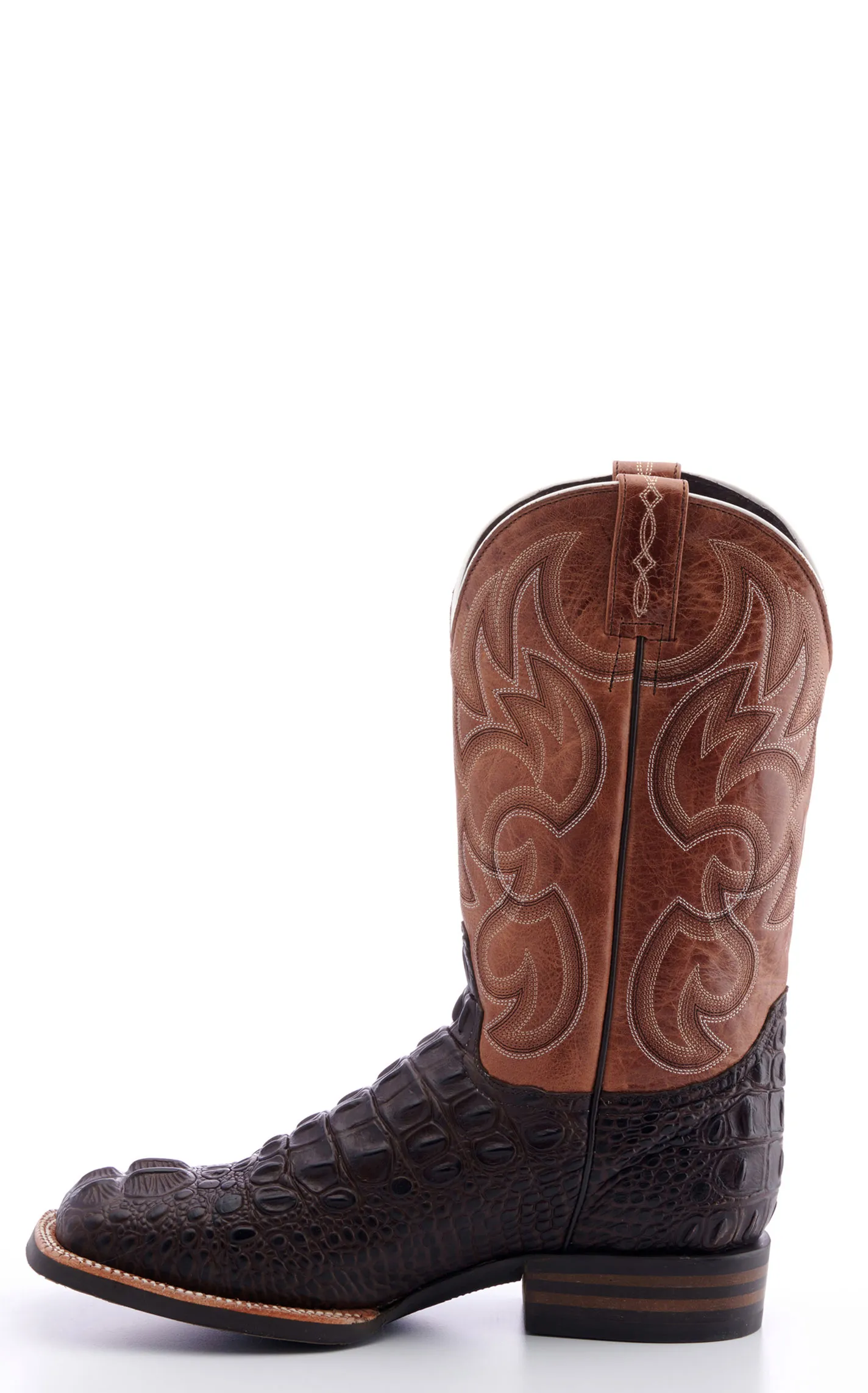 Cavender's Men's Intrepid Chocolate Hornback Alligator Print Wide Square Toe Cowboy Boot