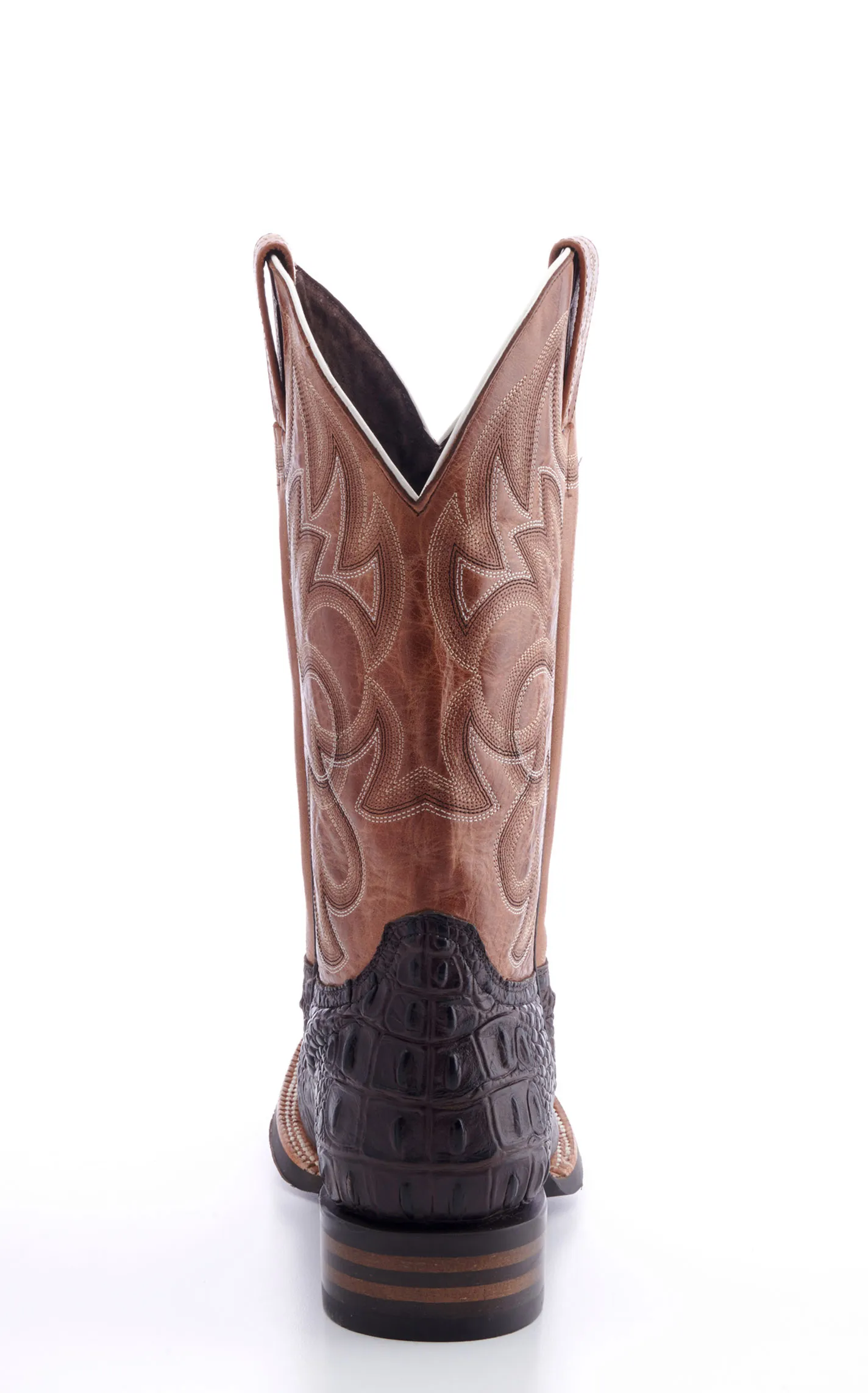 Cavender's Men's Intrepid Chocolate Hornback Alligator Print Wide Square Toe Cowboy Boot