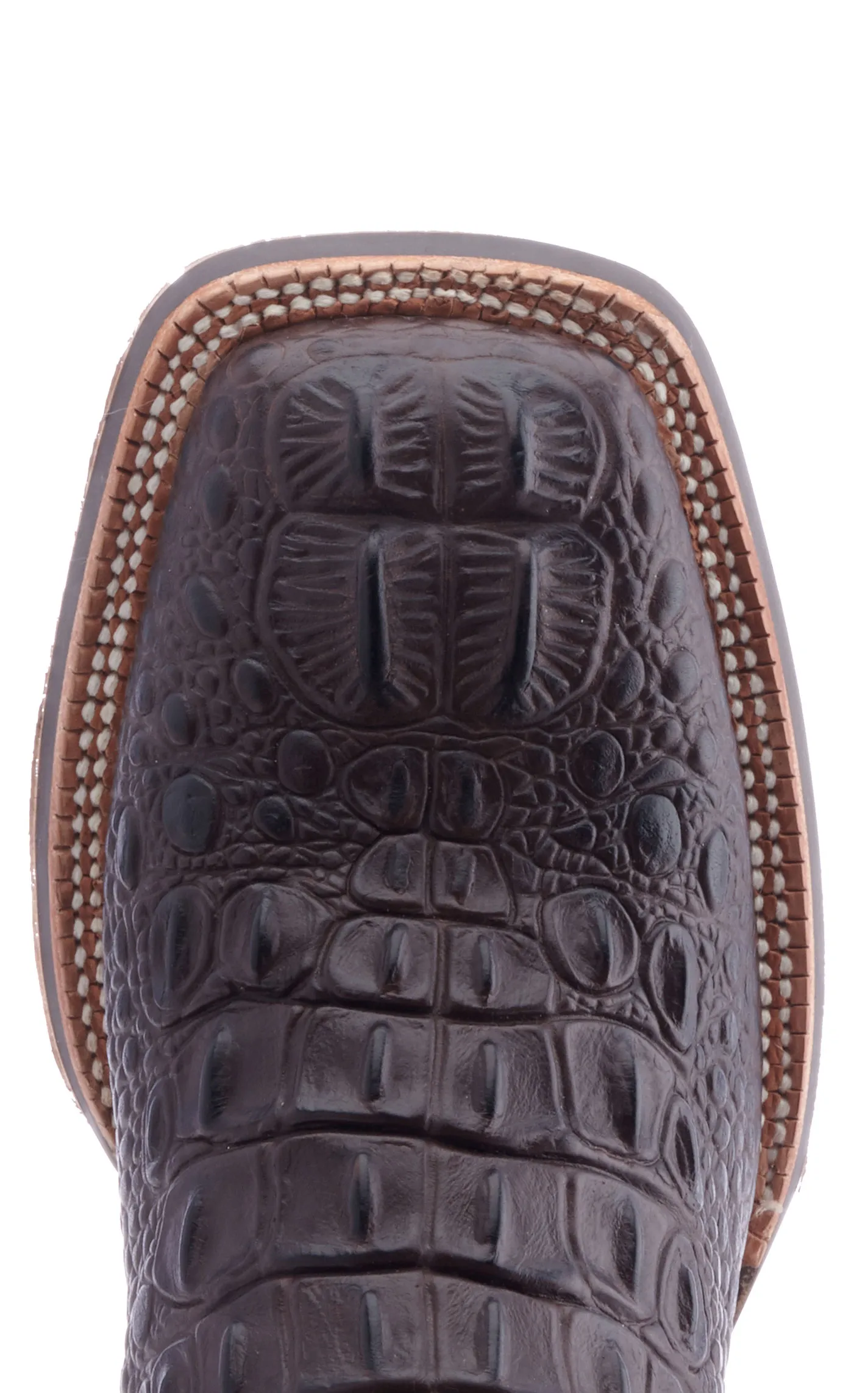 Cavender's Men's Intrepid Chocolate Hornback Alligator Print Wide Square Toe Cowboy Boot