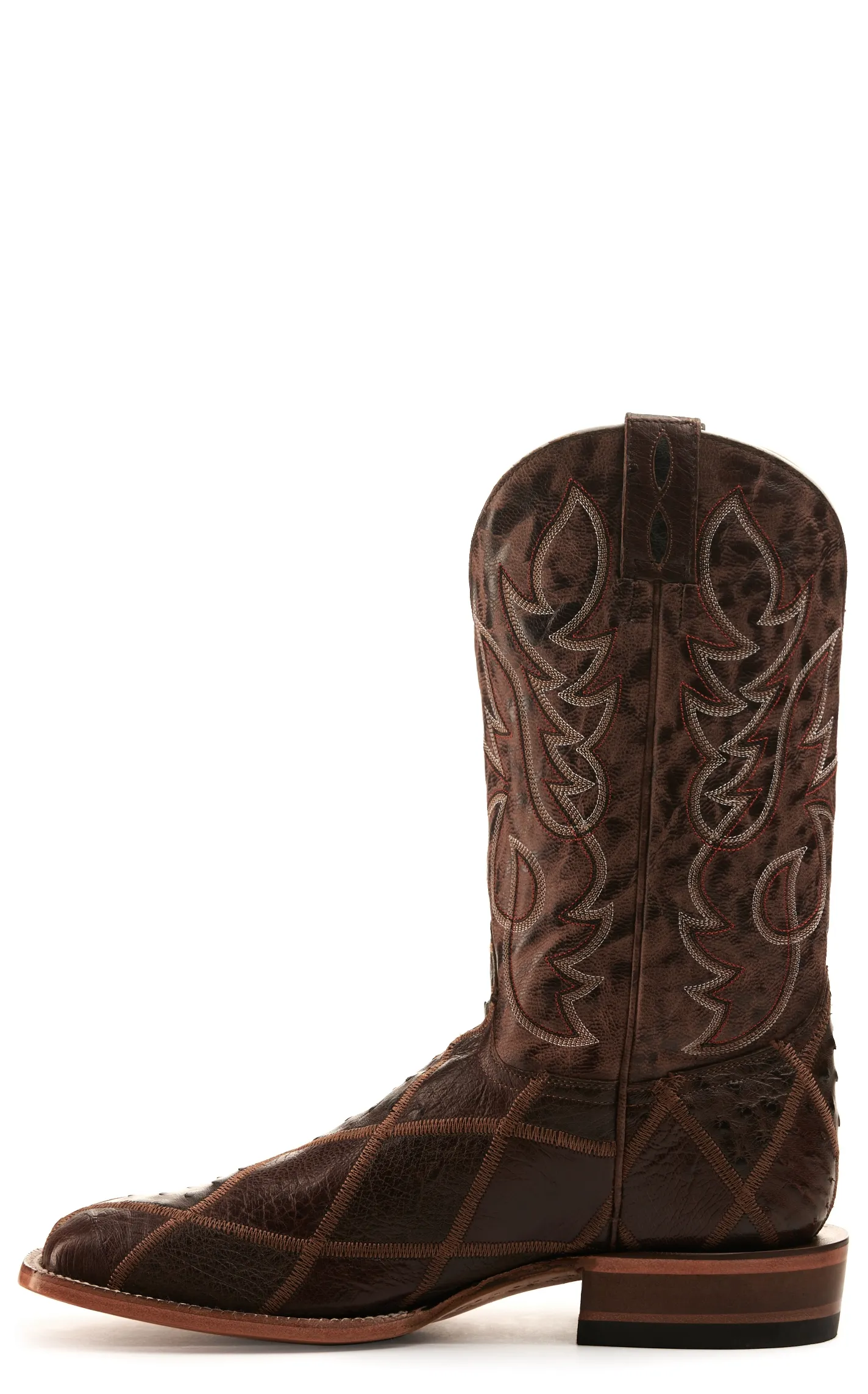 Cavender's Men's Nicotine & Sienna Patchwork Wide Square Toe Cowboy Boot