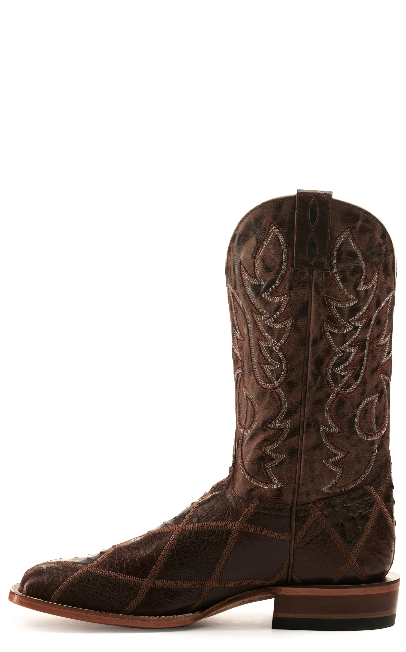 Cavender's Men's Nicotine & Sienna Patchwork Wide Square Toe Cowboy Boot