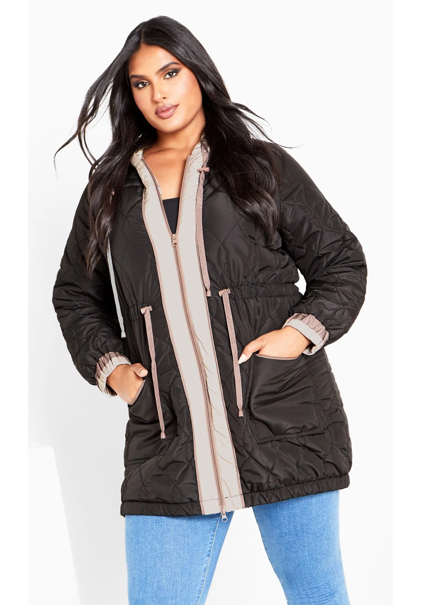 Clio Quilt Padded Hooded Neck Coat