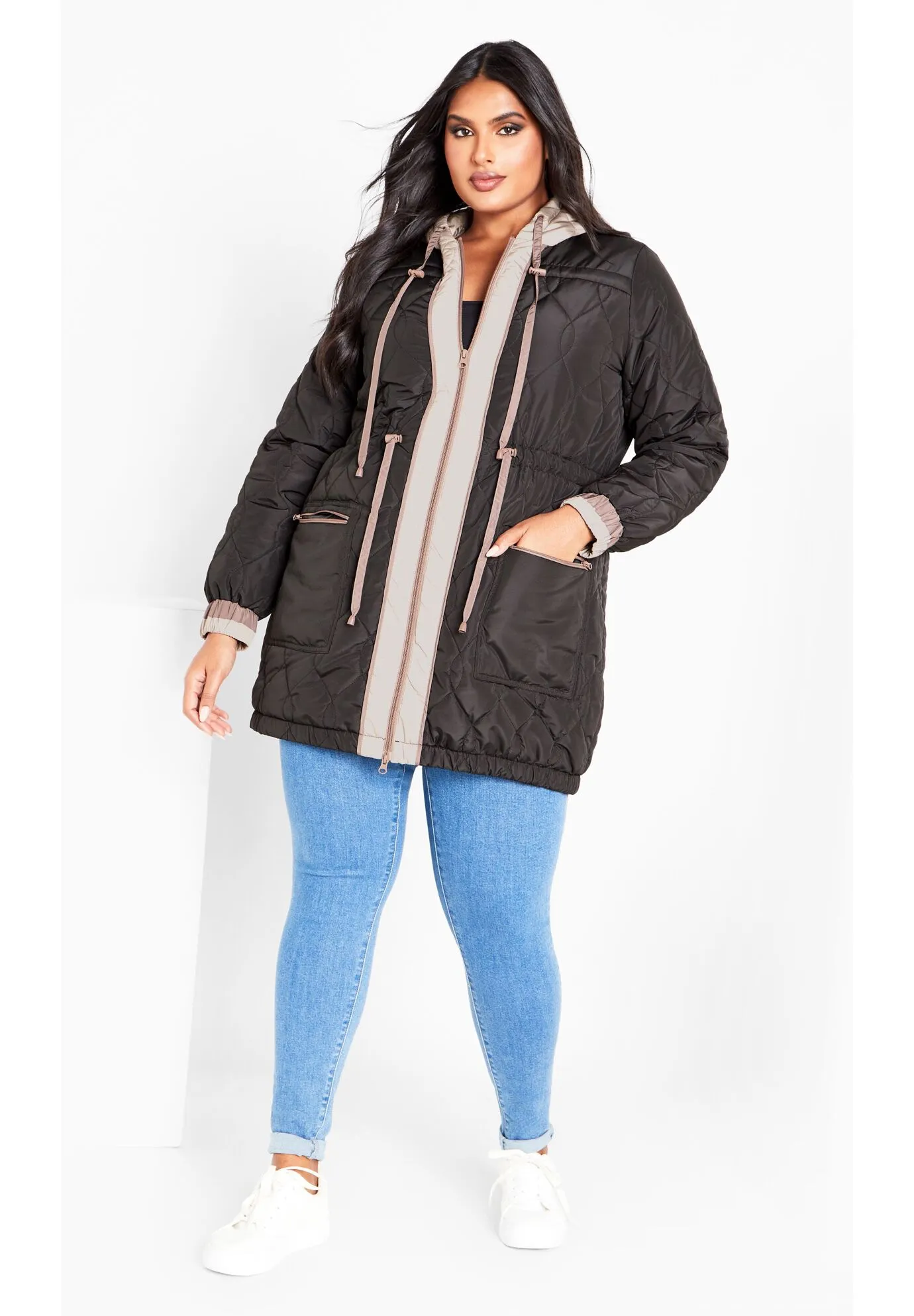 Clio Quilt Padded Hooded Neck Coat