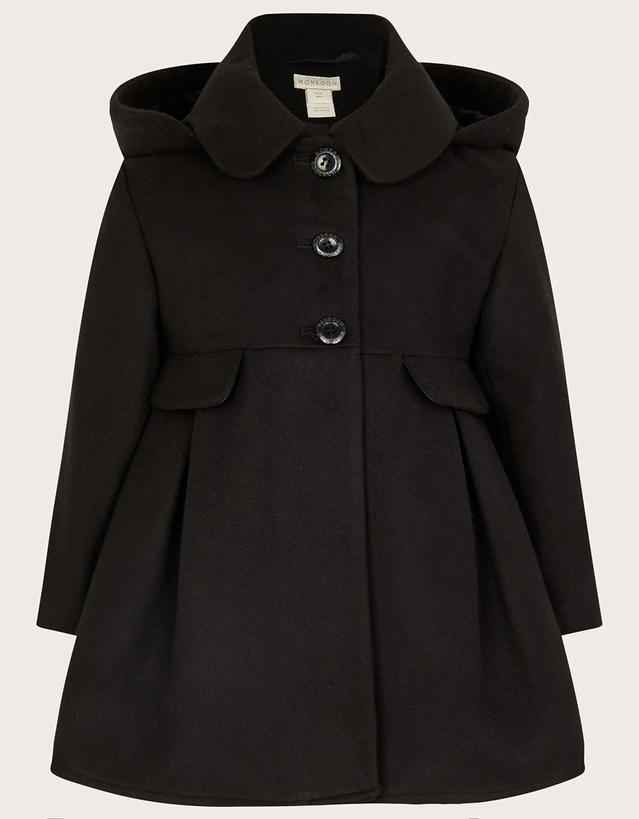 Collar Hooded Coat Black