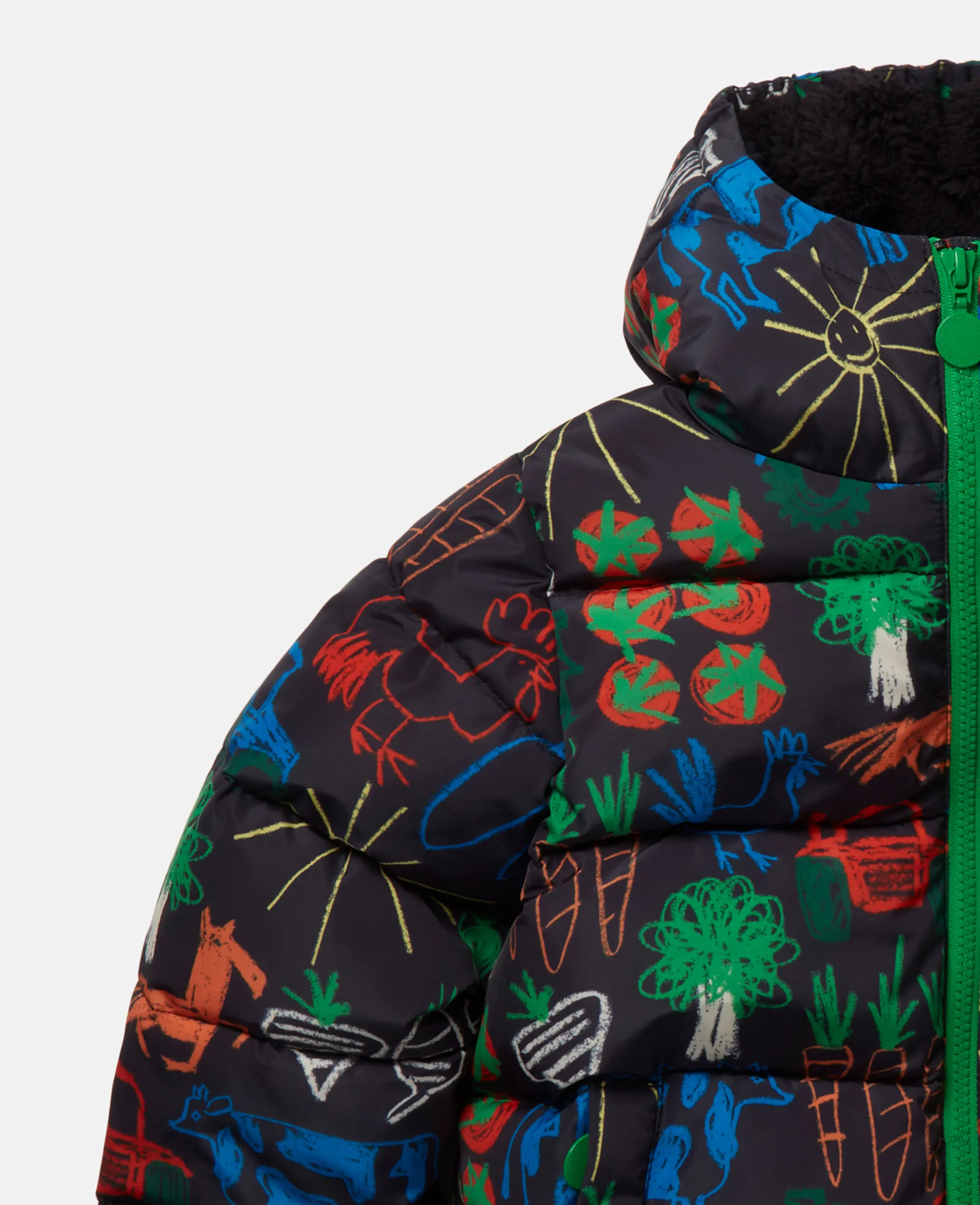 Farmyard Print Hooded Puffer Coat 