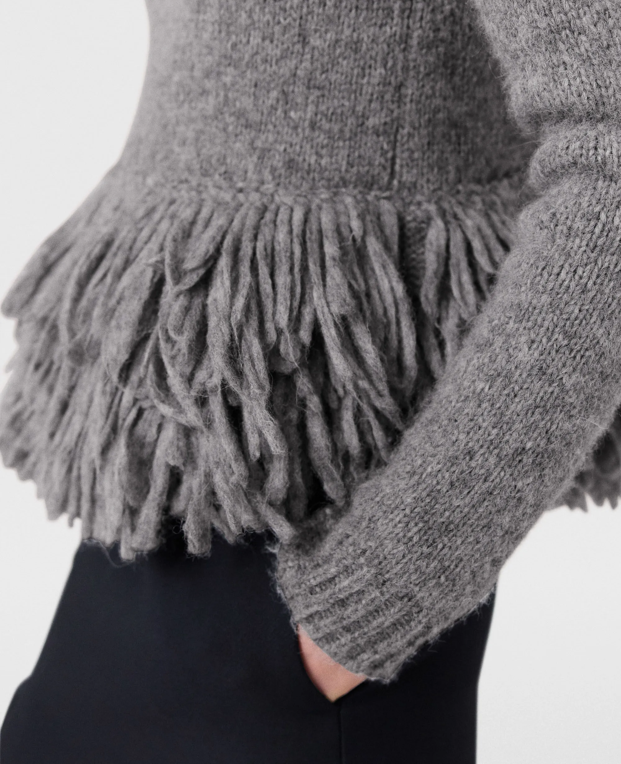 Feather Peplum Wool Sweater