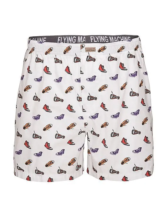 Flying Machine Sneaker Print Cotton Boxer Shorts