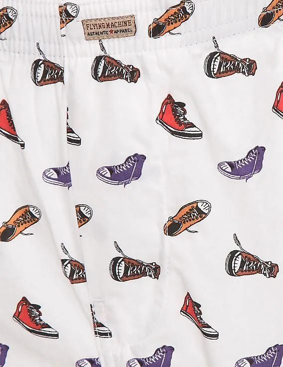 Flying Machine Sneaker Print Cotton Boxer Shorts