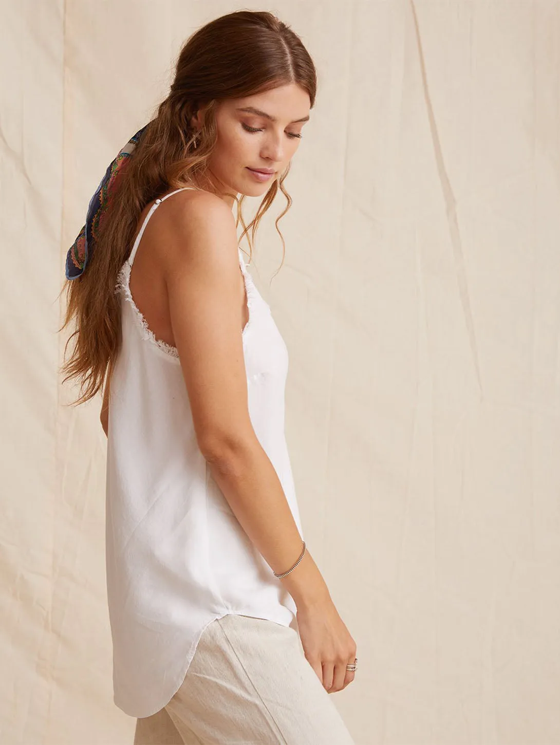 Frayed Cami Top - White