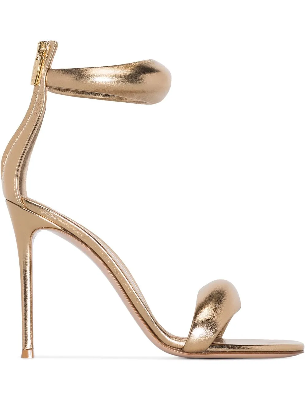 GIANVITO ROSSI Golden Bijoux Leather Heel Sandals