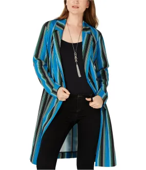 I-N-C Womens Striped Long Belted Trench Coat