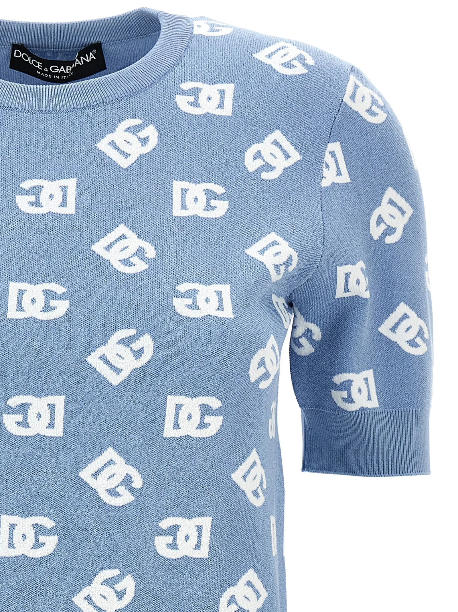 Jacquard Logo Sweater Sweater, Cardigans Light Blue