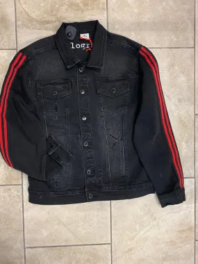 JET BLACK DENIM JACKET (RED/BLACK STRIPES)-KILOGRAM