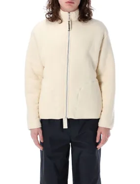 JIL SANDER Beige Teddy Jacket for Men - High Neck, Zip Closure, Long Sleeves, Boxy Fit