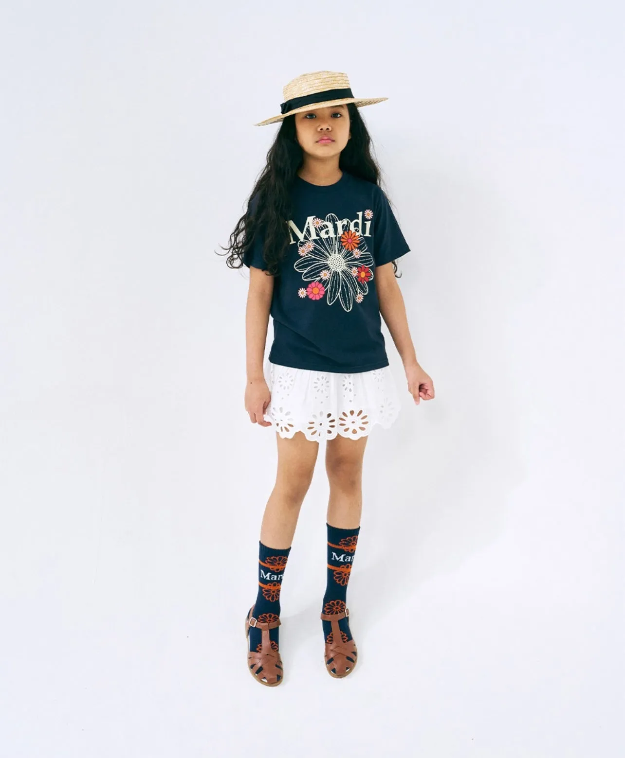 KIDS TSHIRT FLOWERMARDI BLOSSOM NAVY CREAM