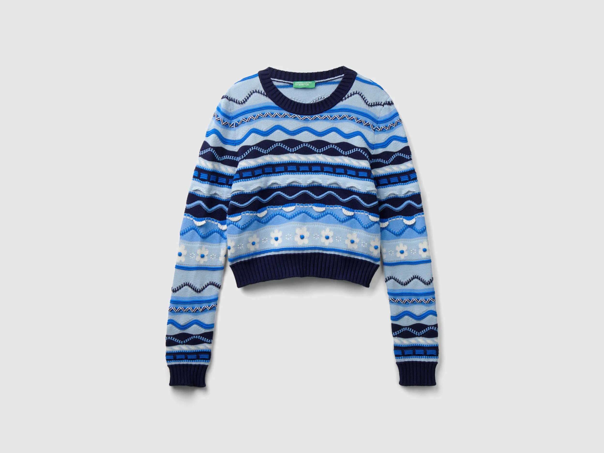 Knit 100% cotton sweater - Multi-color | Benetton