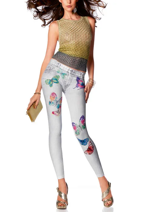 Le Bourget Denim Look Butterfly Leggings ()