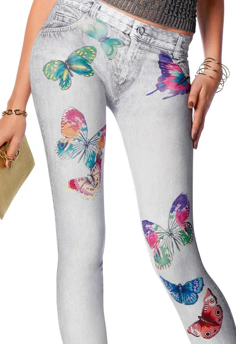 Le Bourget Denim Look Butterfly Leggings ()