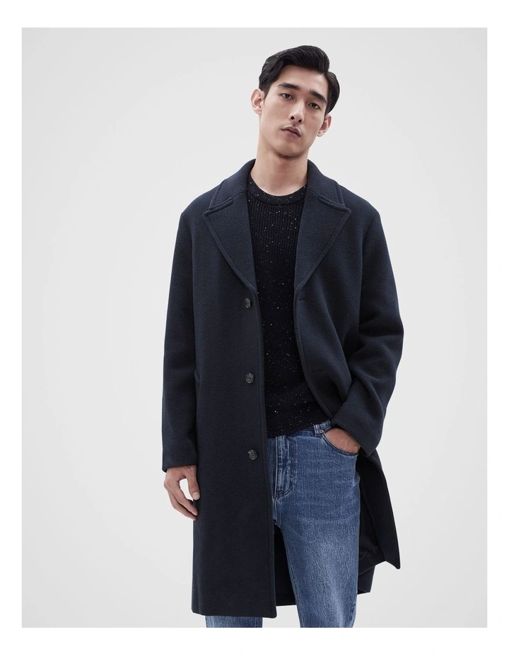 Longline Coat in Navy