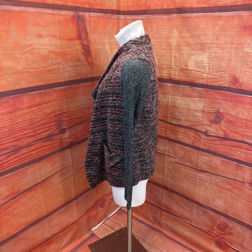 LUCKY BRAND GRAY RED KNIT JACKET SZ XS TCC